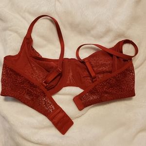 DKNY Red Sheer Lace Bra 36C